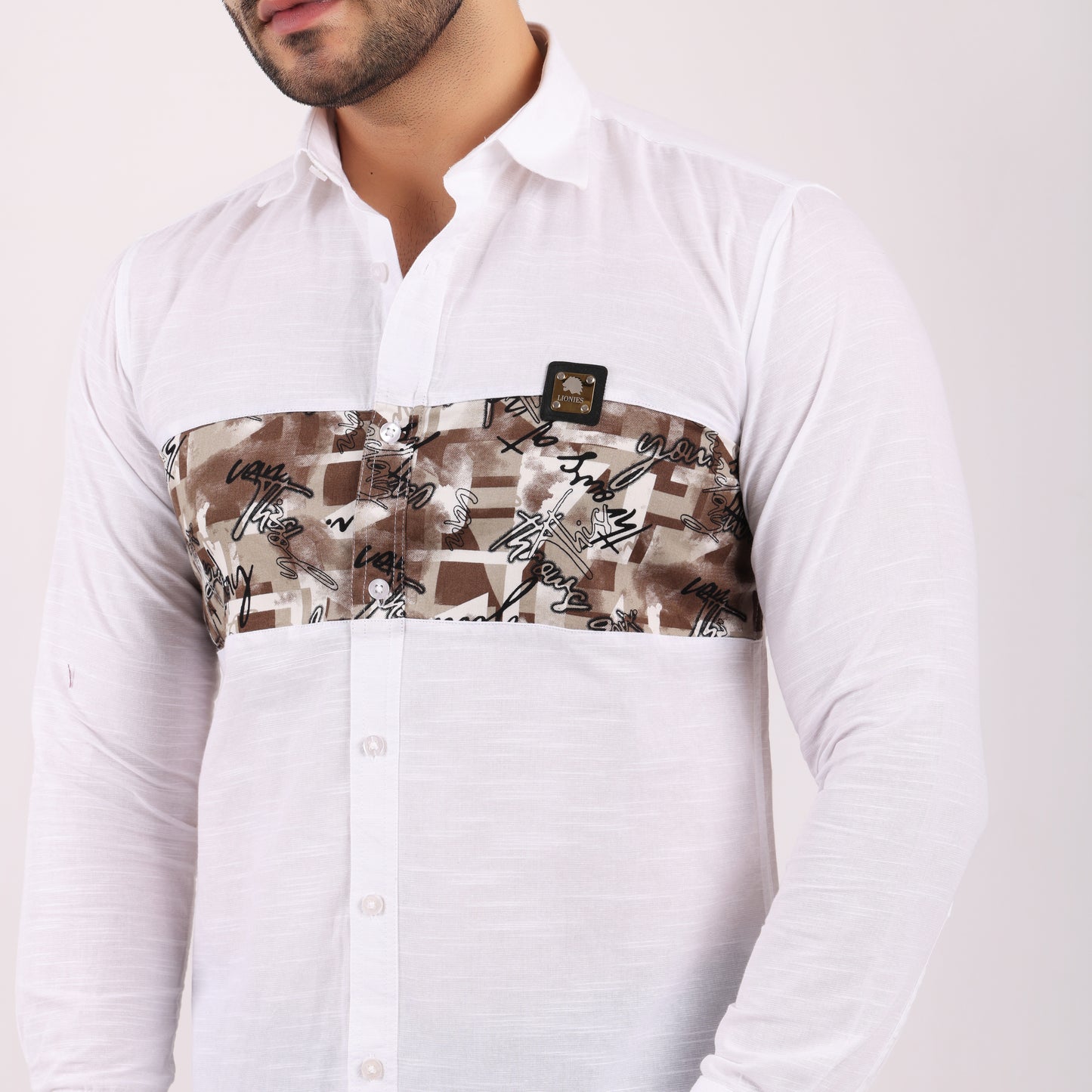 Stylish Casual Cotton Shirt for Men with Camouflage Chest Print Wear
