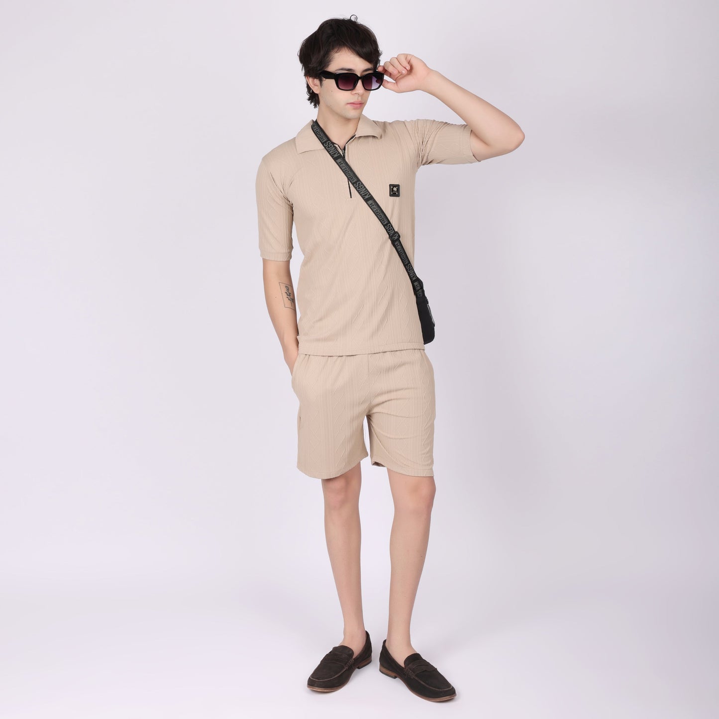Beige Relaxed Fit Co-ode Set