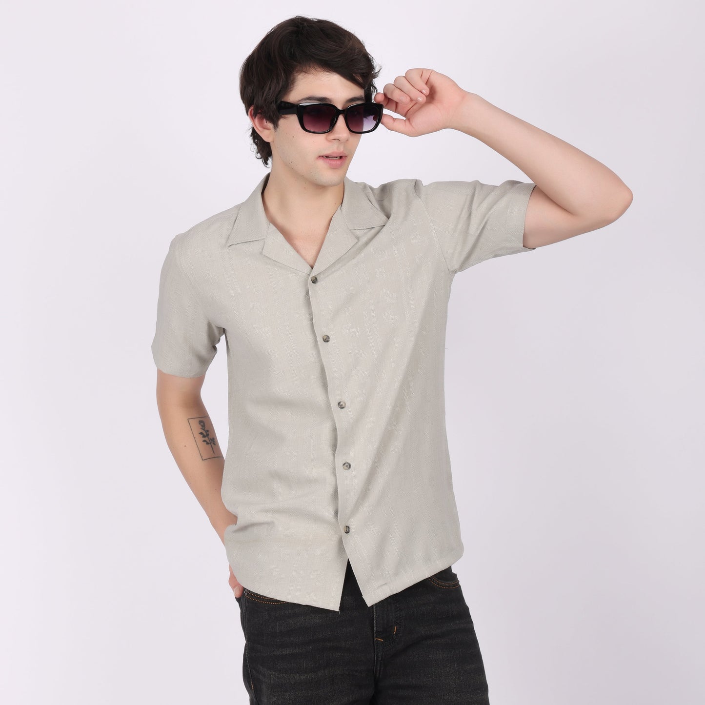 Men’s Grey Casual Short Sleeve Shirt