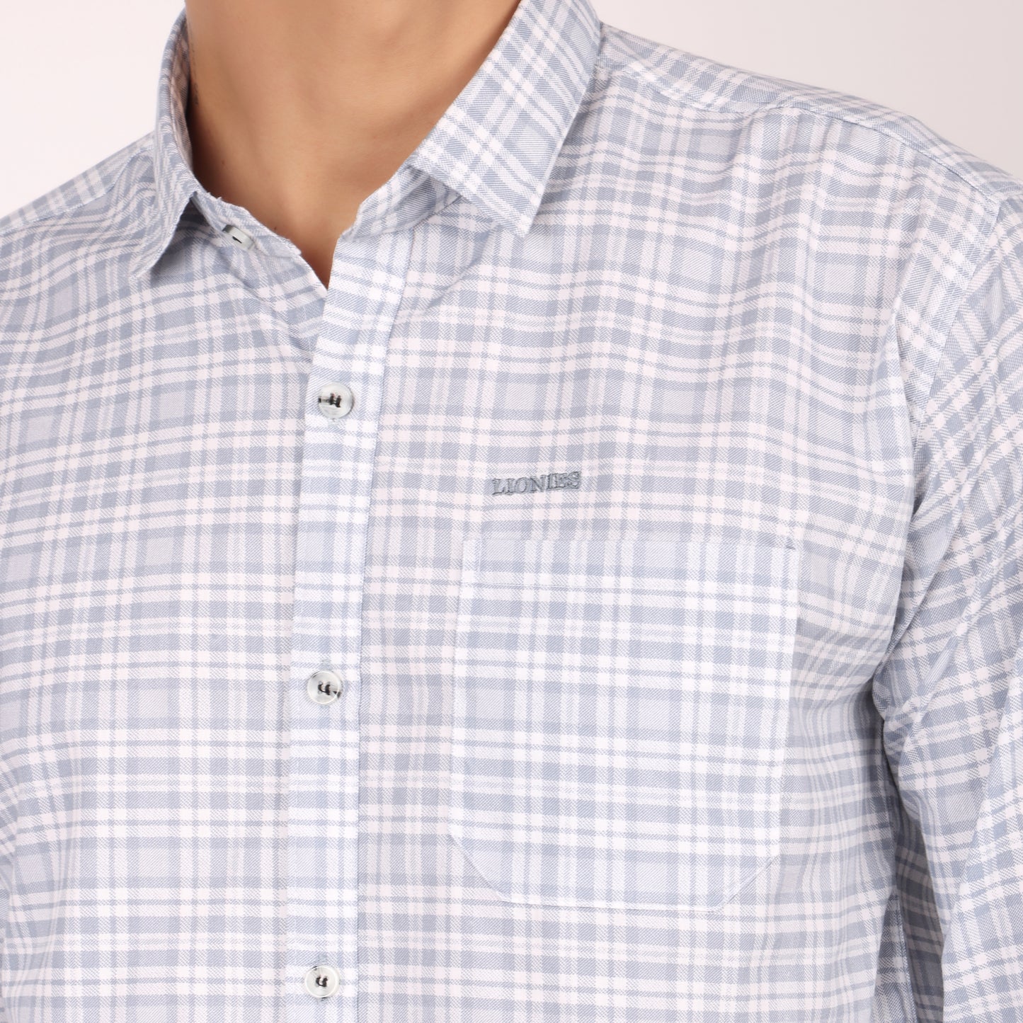 Men’s Light Blue Checked Formal Shirt
