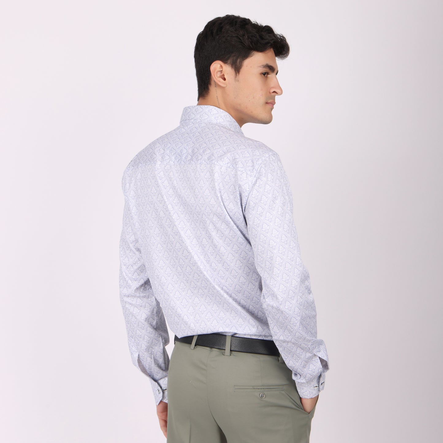 Men’s White Printed Formal Shirt