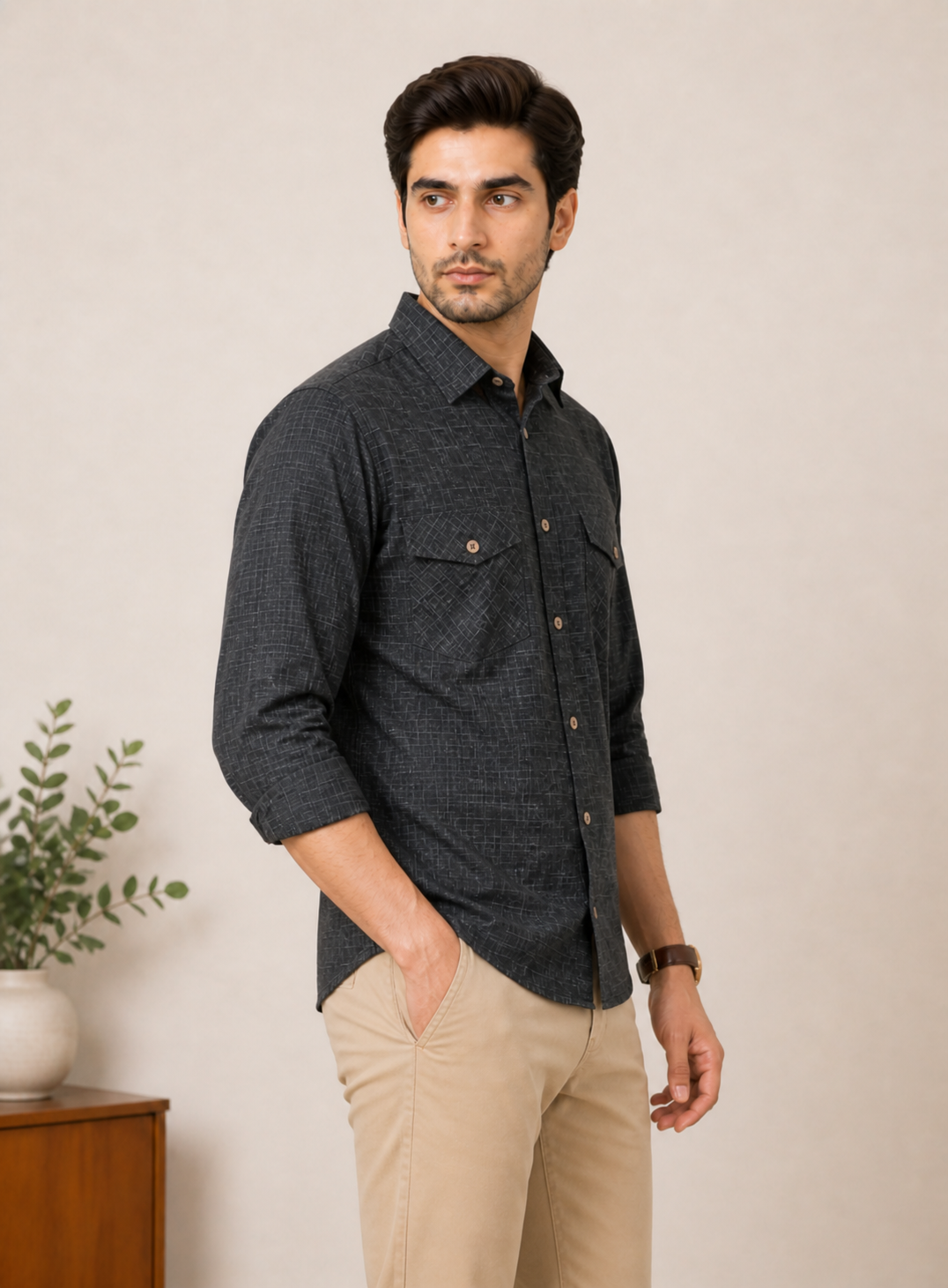 Lionies Stylish Dark Grey Shirt for Men Modern Collection