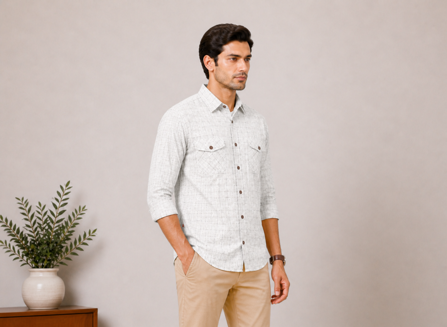 Lionies Light Grey Textured Shirt – Premium Smart Fit