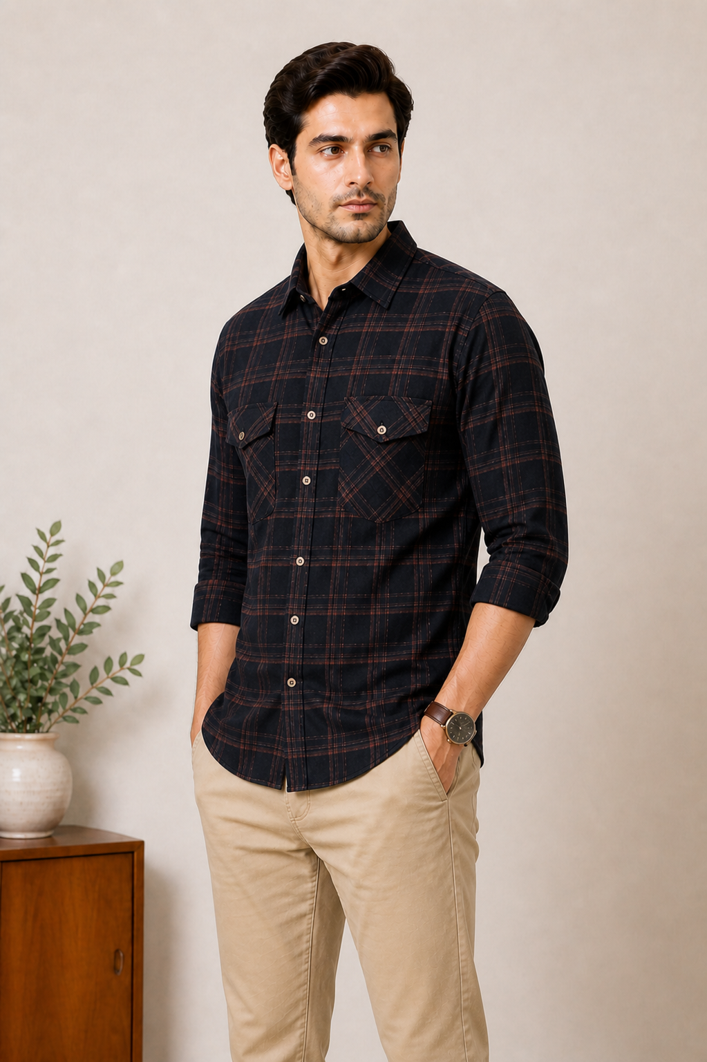 Lionies Men’s Checked Shirt – Style, Comfort & Perfect Fit