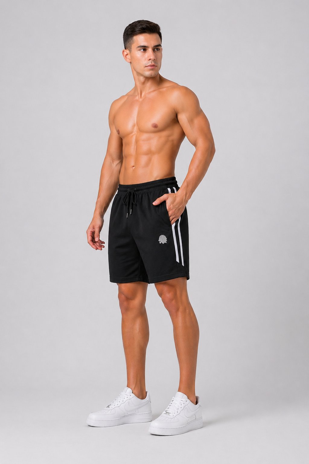 LIONIES Men’s Black Sports Shorts with Side Stripes & Premium Comfort Fit