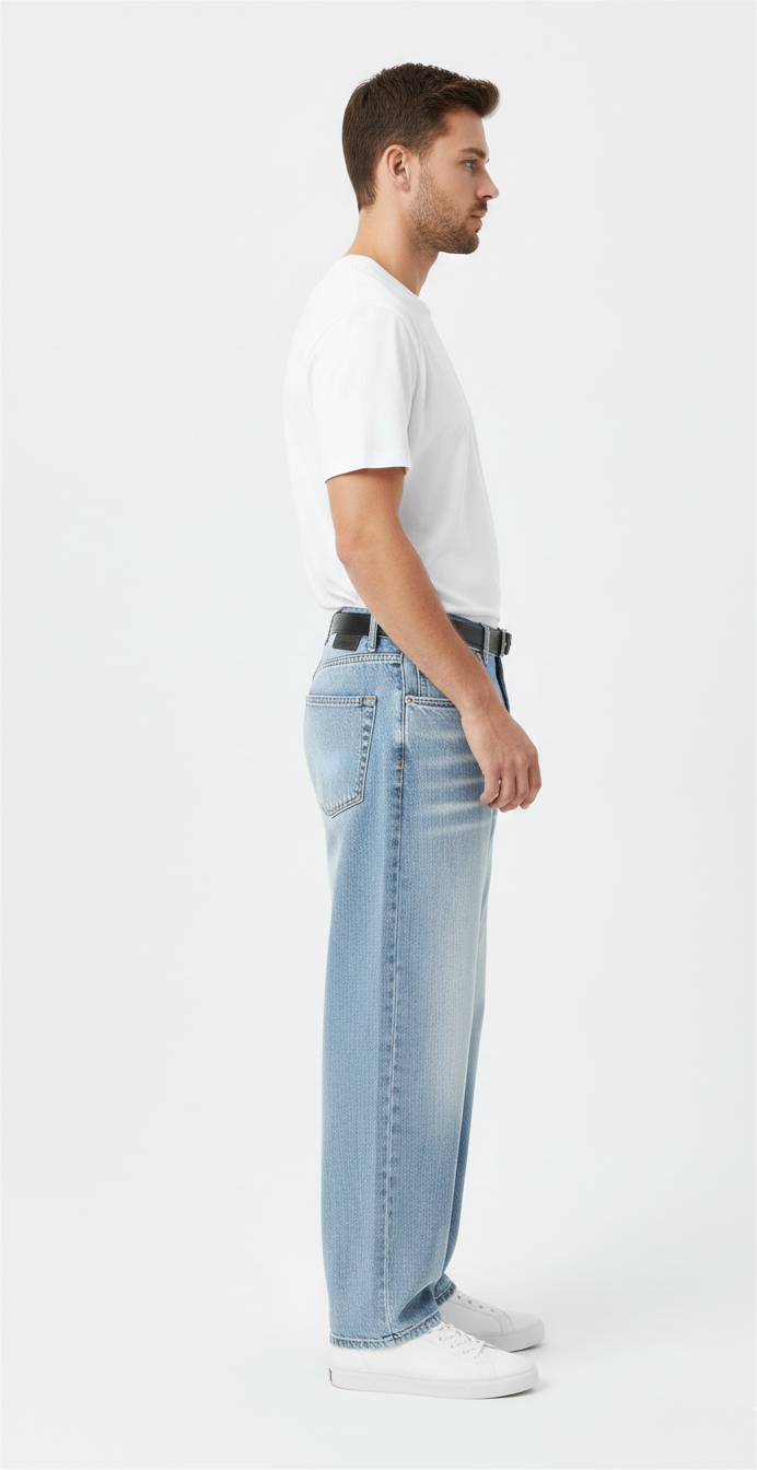 Stylish Men’s Wide Leg Light Wash Casual Denim