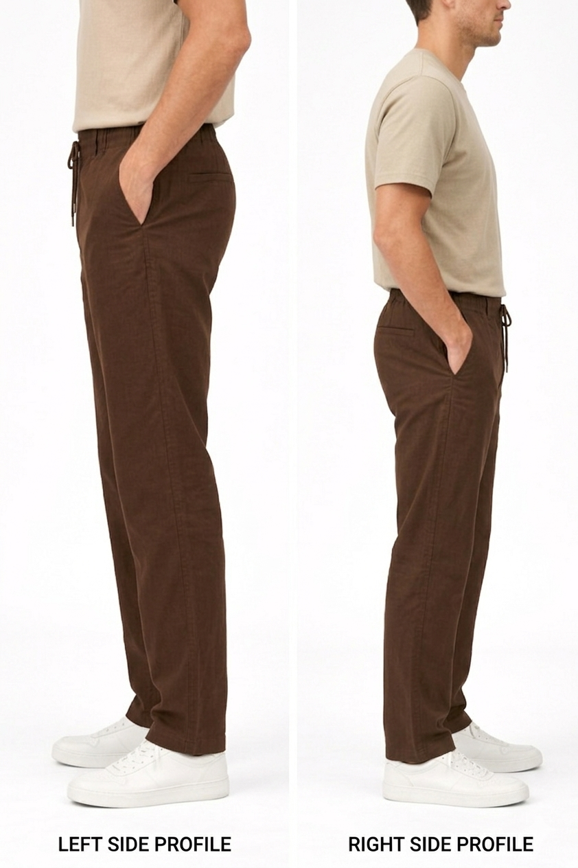 Men’s Linen Pants Brown Relaxed Fit Breathable Casual Stylish Trousers