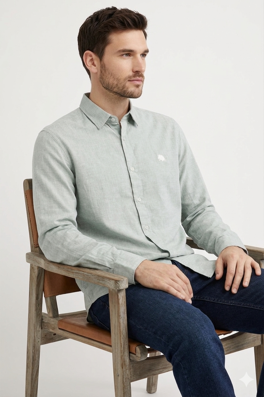 Premium Men’s Solid Green Full Sleeve Shirt