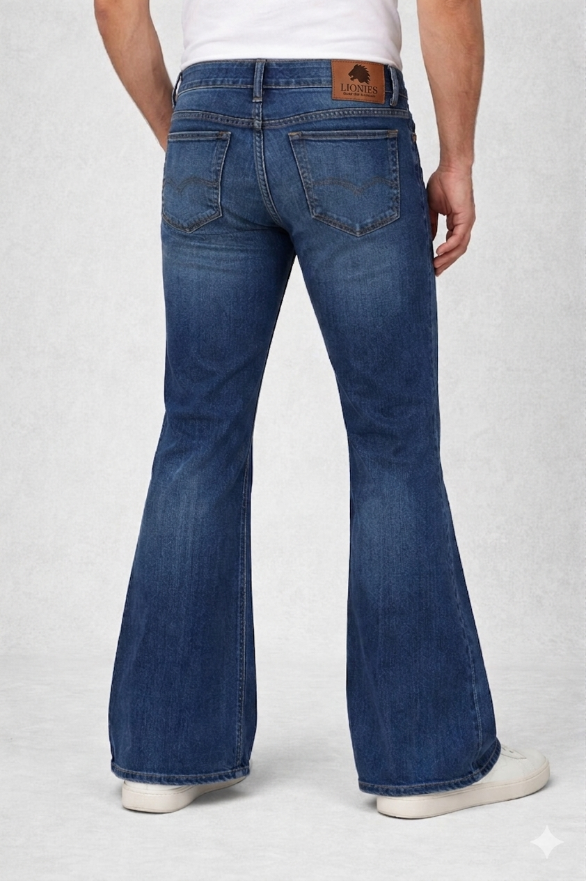 Men’s Bootcut Jeans Blue – Stretchable Slim Fit Casual Denim Pants