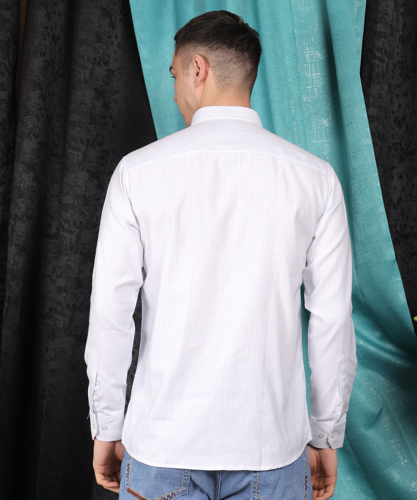 Lionies Men's White Lining Button Down Collar Shirt – Casual & Stylish