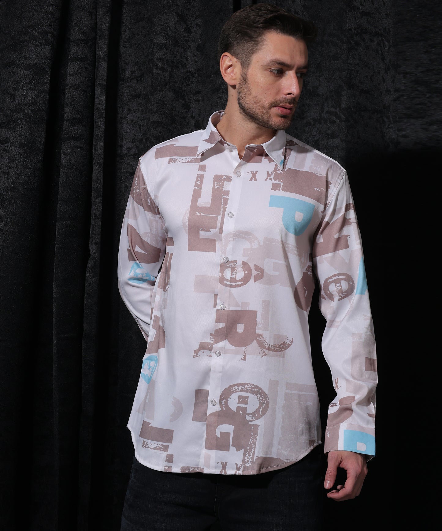 Lionies Alphabet Brown Print Full Sleeve Shirt
