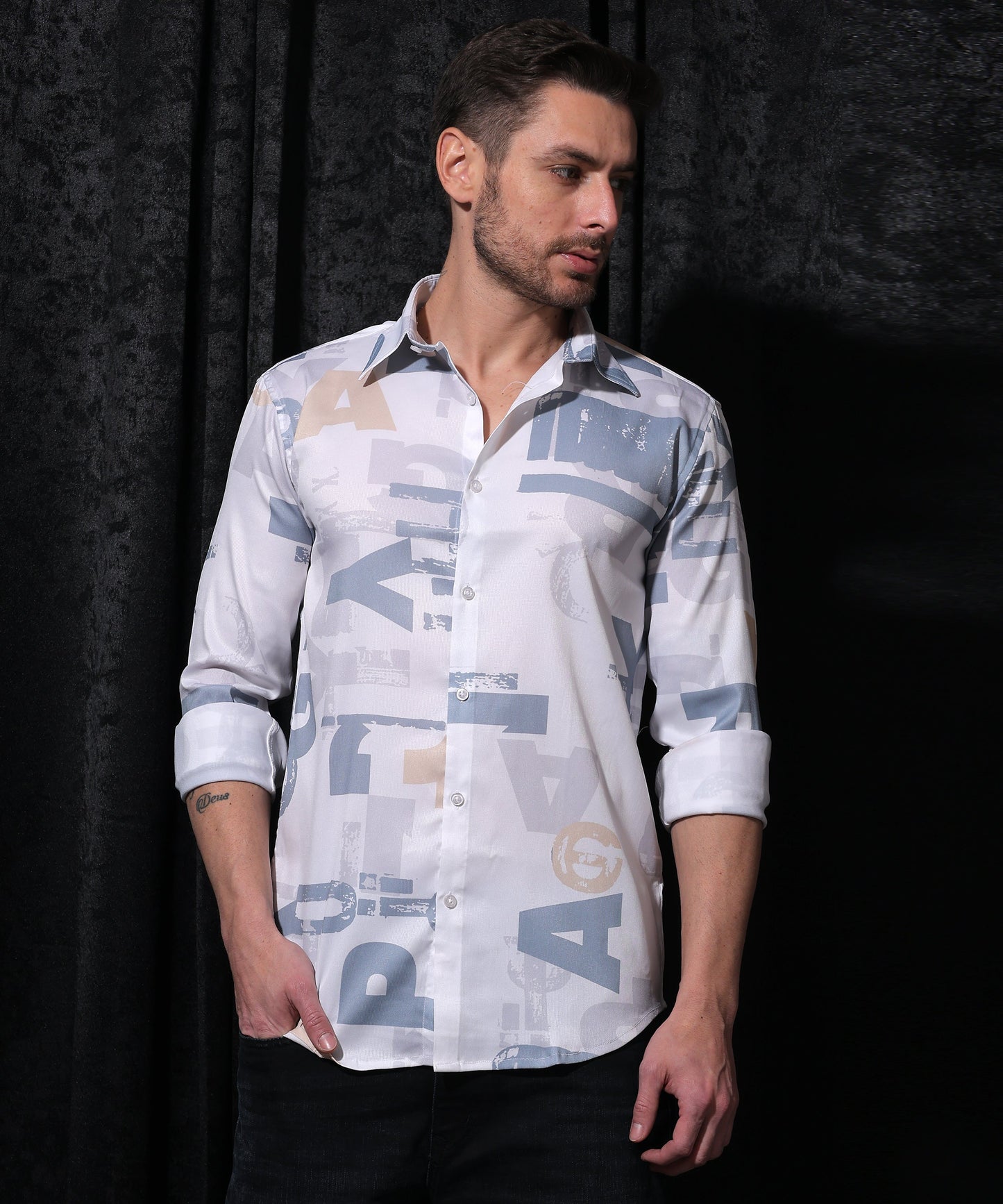 Lionies Blue with Multicolor Printed Shirt