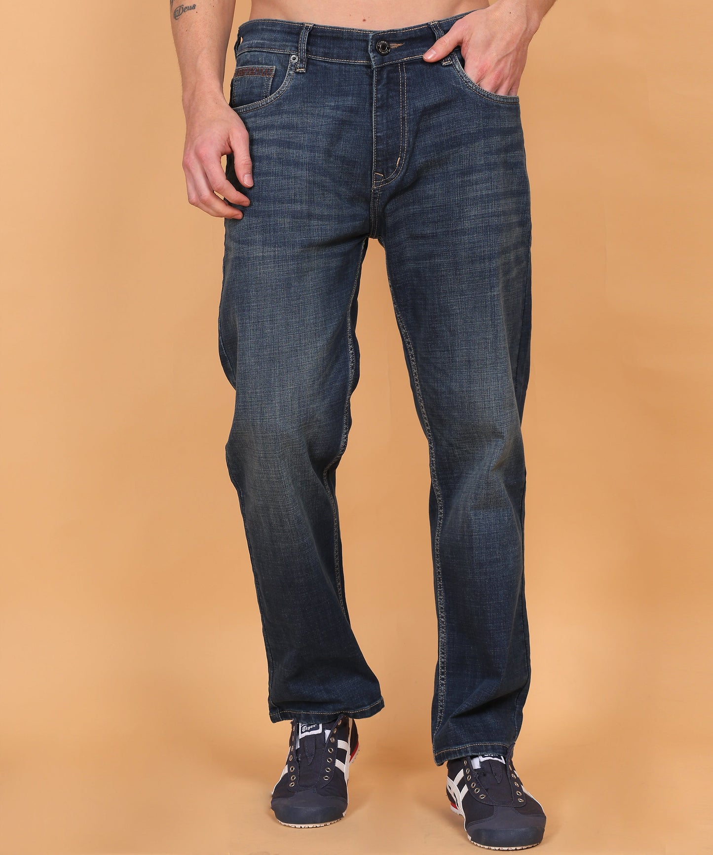 Lionies Blue Denim Straight Fit Jeans for Men – Premium Cotton Fabric
