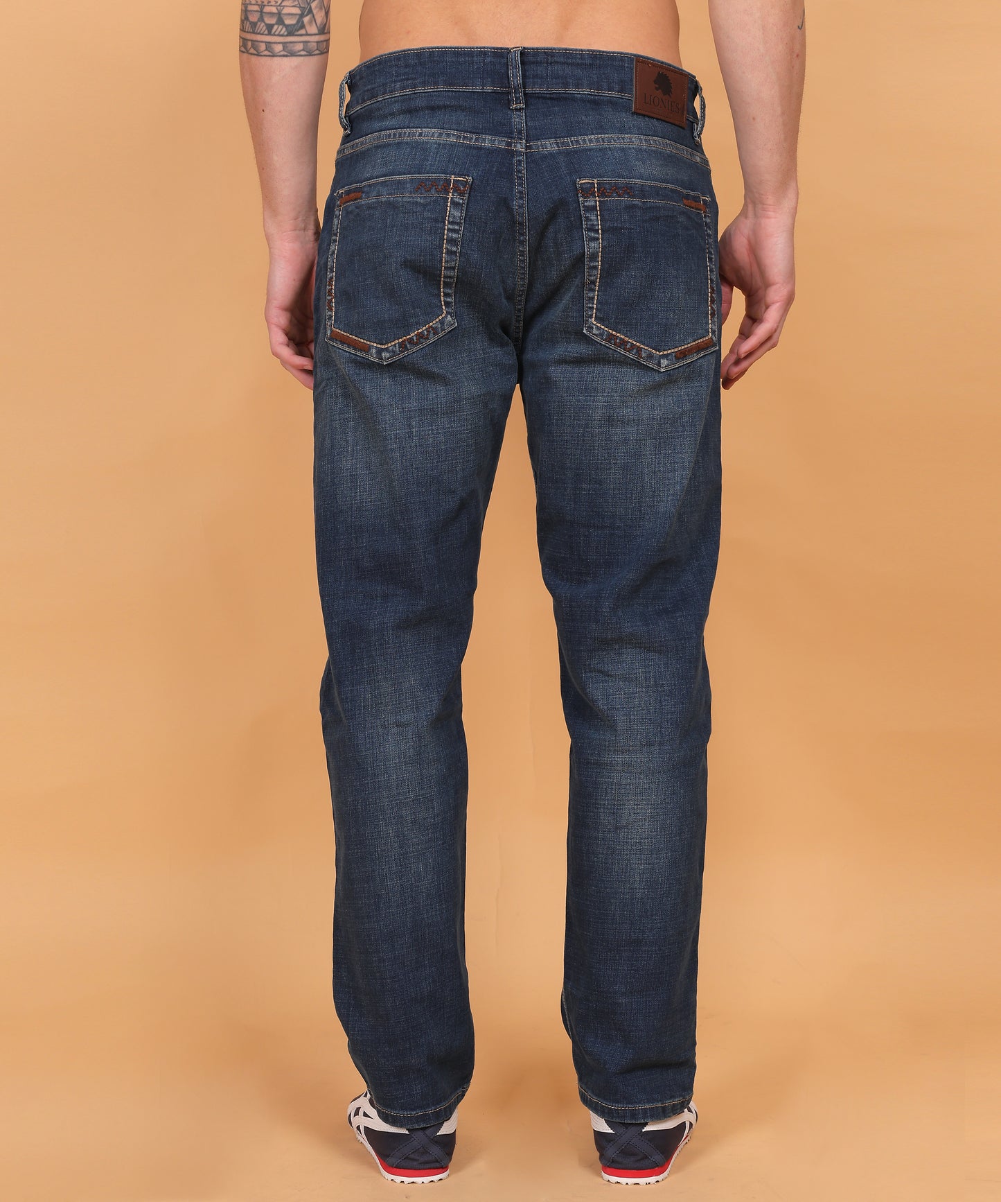 Lionies Blue Denim Straight Fit Jeans for Men – Premium Cotton Fabric