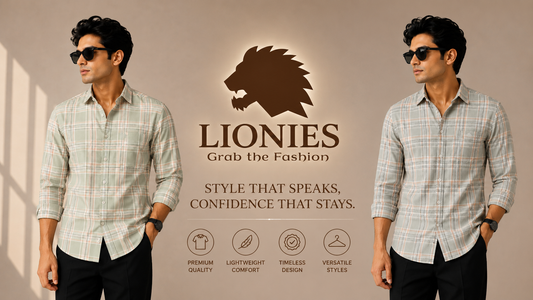 Lionies Premium Check Shirt – Timeless Style, Lightweight Comfort & Confidence for Every Modern Man 👔✨