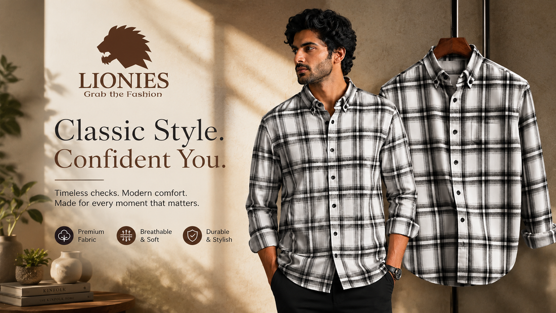 Lionies Men's Check Shirt – Premium Fabric, Perfect Fit & Smart Fashion for Every Occasion