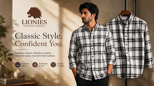 Lionies Men's Check Shirt – Premium Fabric, Perfect Fit & Smart Fashion for Every Occasion