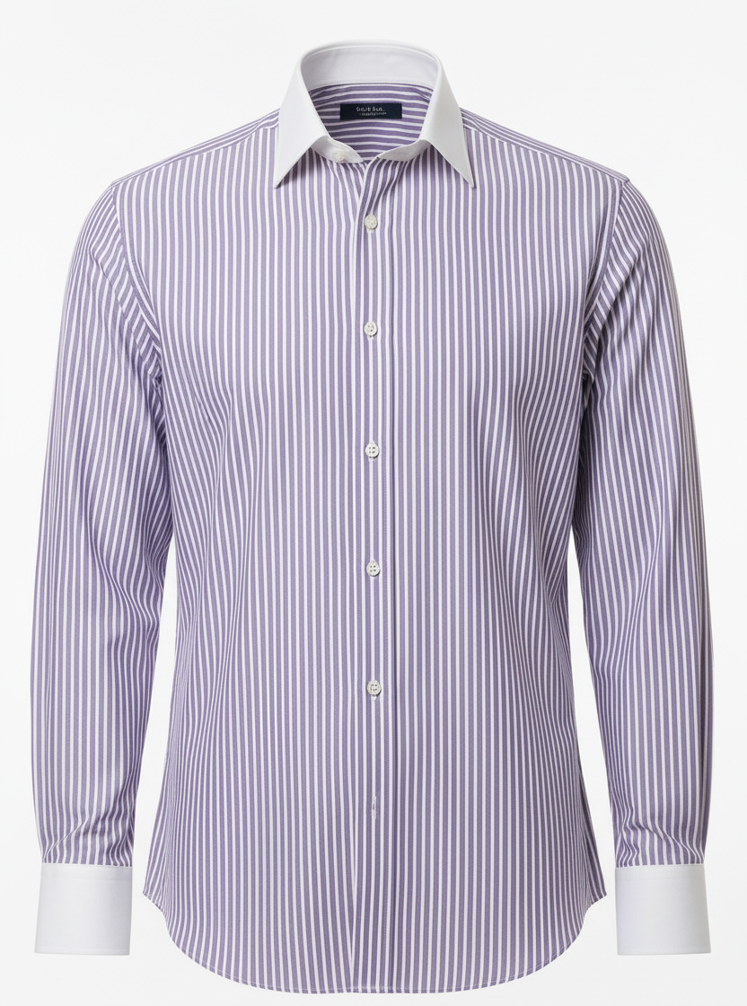 LIONIES Premium Purple & White Striped Formal Shirt for Men