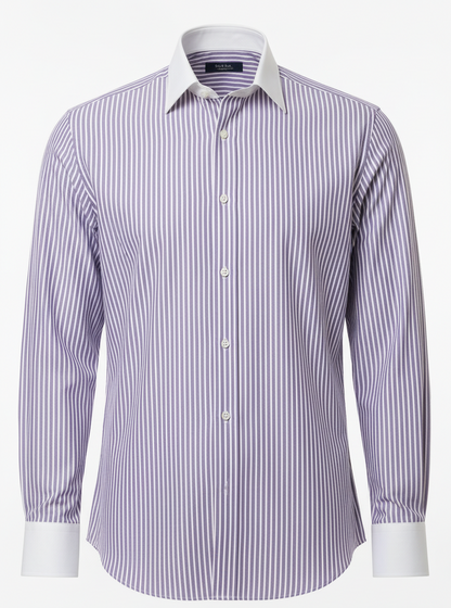 LIONIES Premium Purple & White Striped Formal Shirt for Men