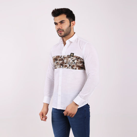 Stylish Casual Cotton Shirt for Men with Camouflage Chest Print Wear