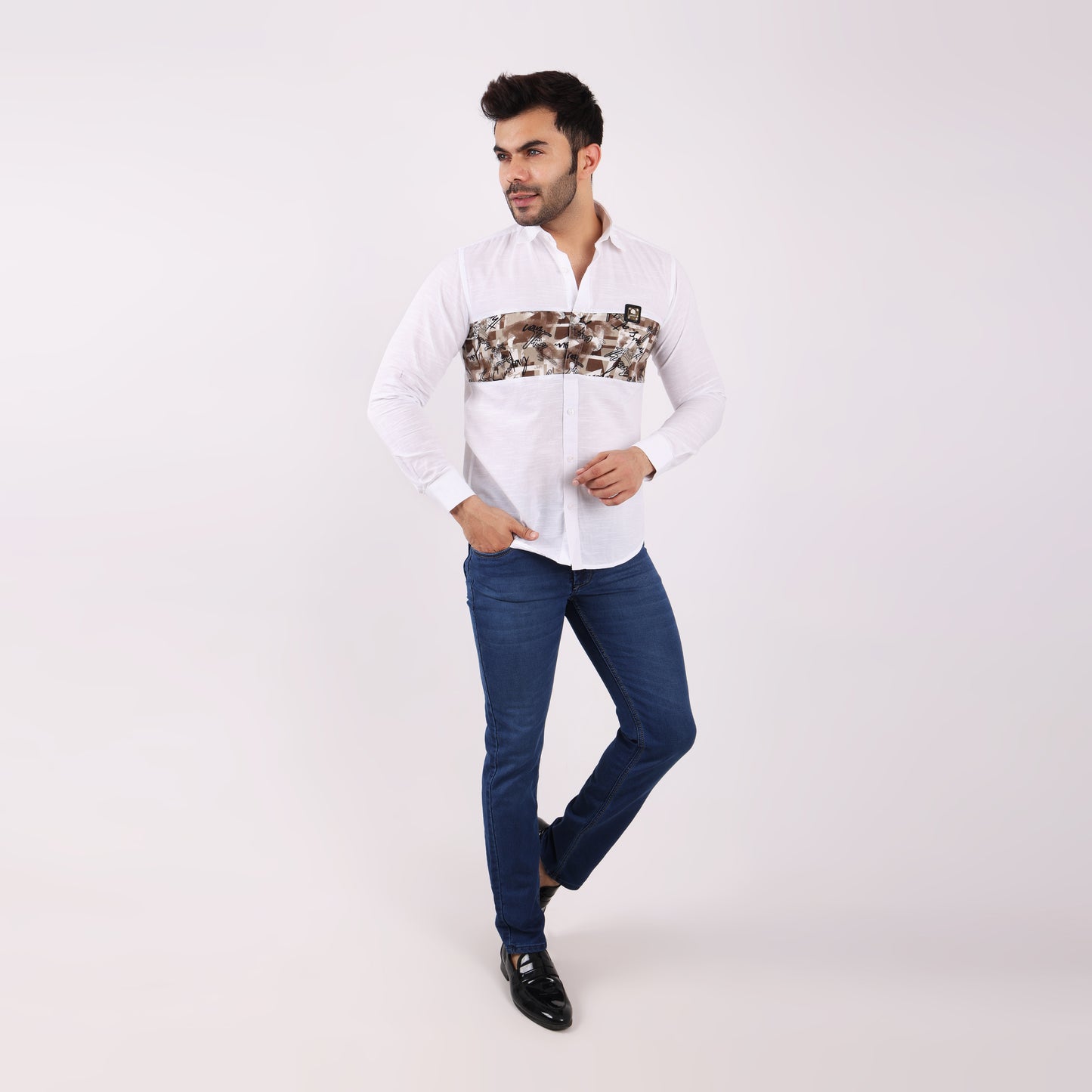 Stylish Casual Cotton Shirt for Men with Camouflage Chest Print Wear