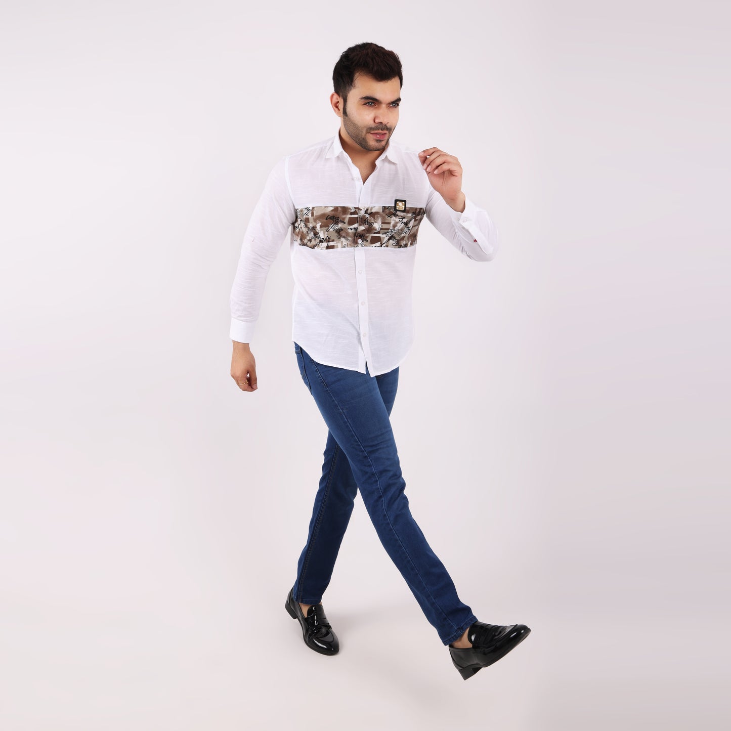 Stylish Casual Cotton Shirt for Men with Camouflage Chest Print Wear