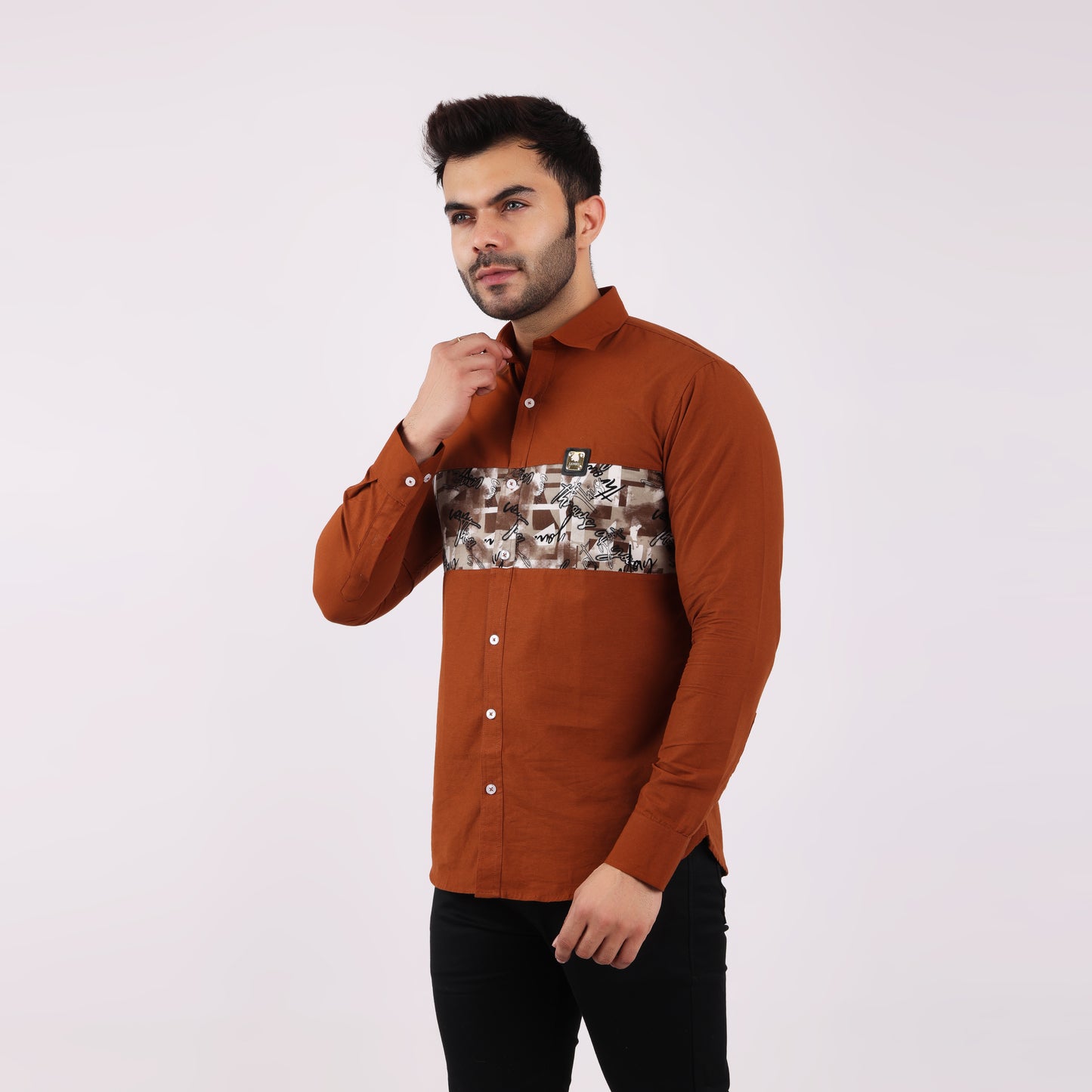 Stylish Casual Cotton Shirt for Men with Camouflage Chest Print Wear