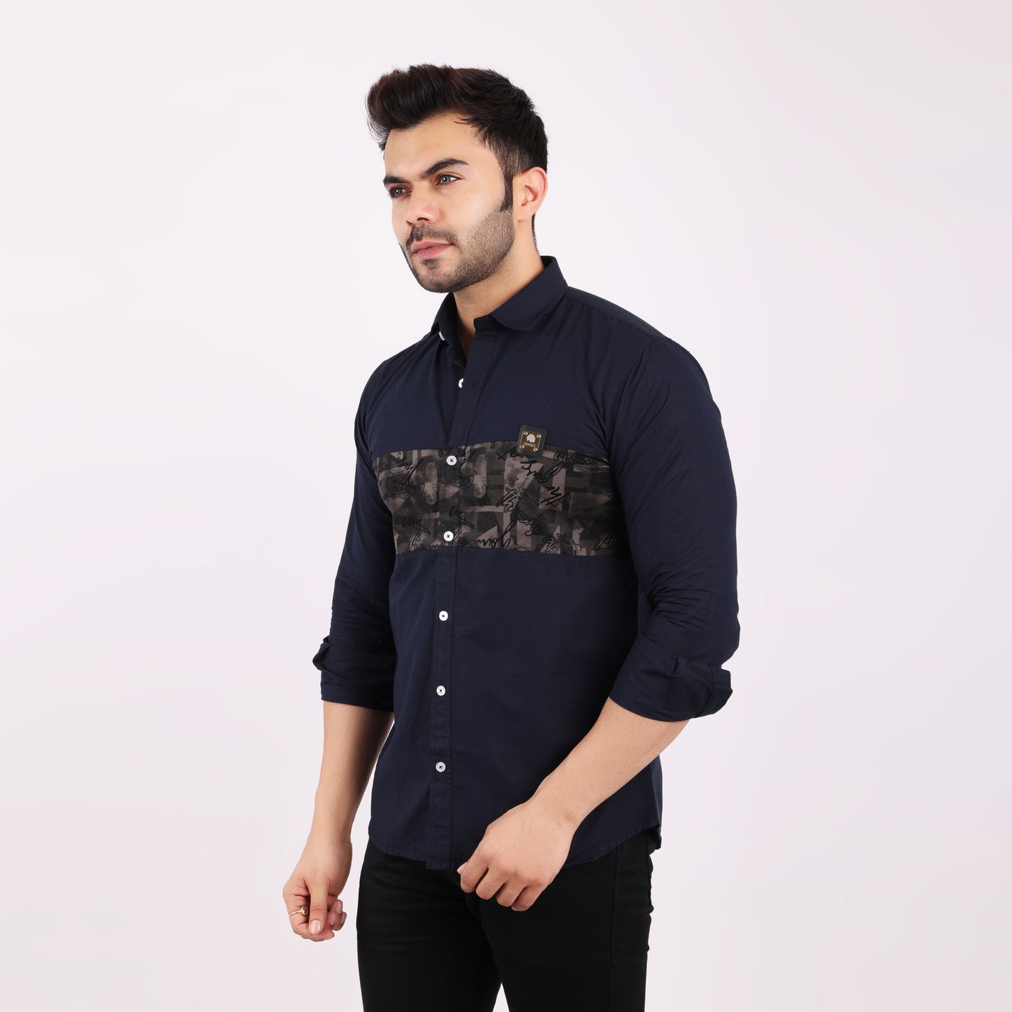 Stylish Casual Cotton Shirt for Men with Camouflage Chest Print Wear