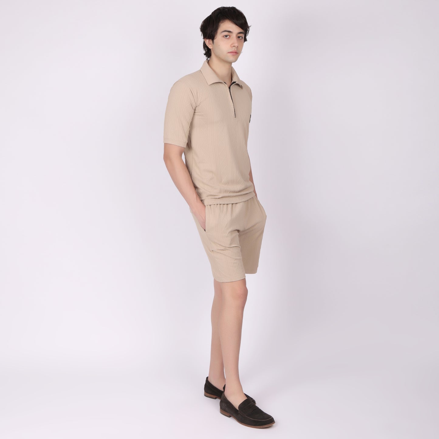 Beige Relaxed Fit Co-ode Set