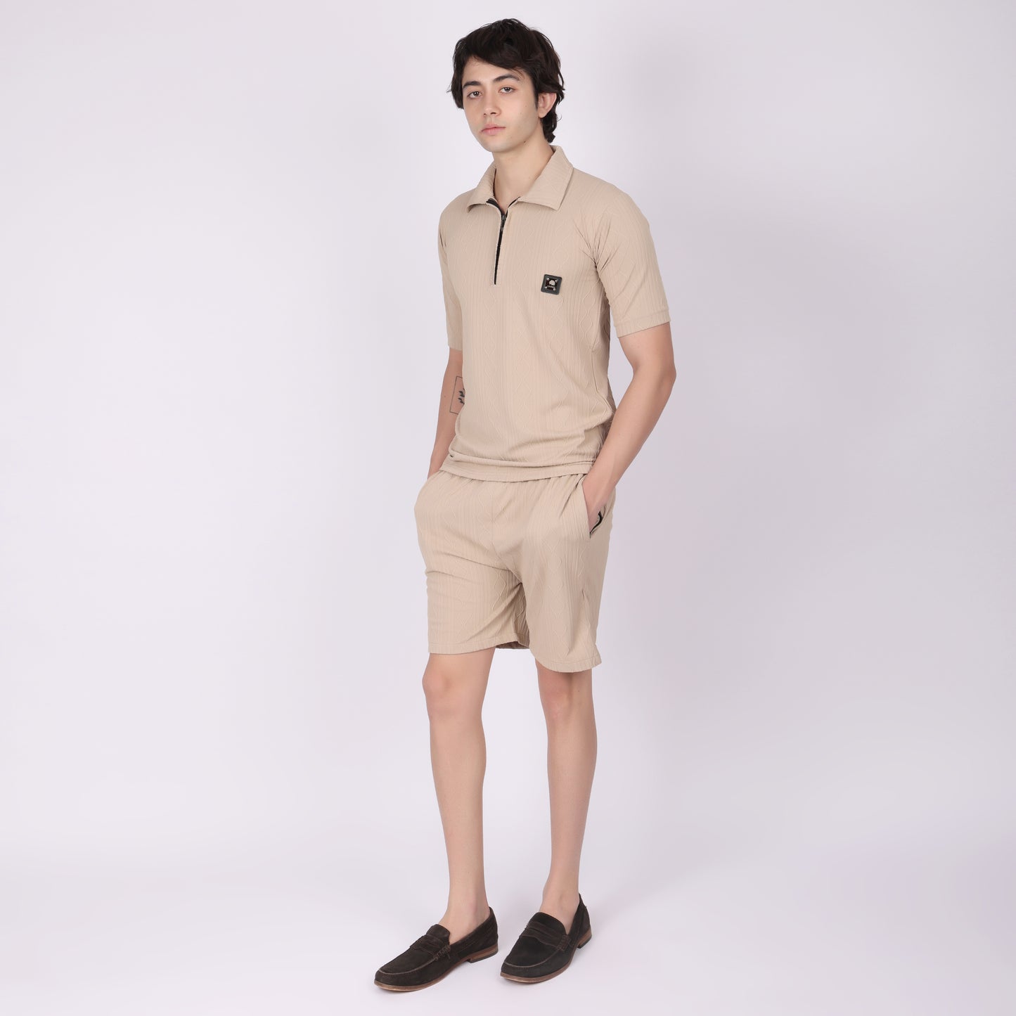 Beige Relaxed Fit Co-ode Set