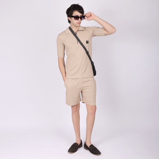 Beige Relaxed Fit Co-ode Set