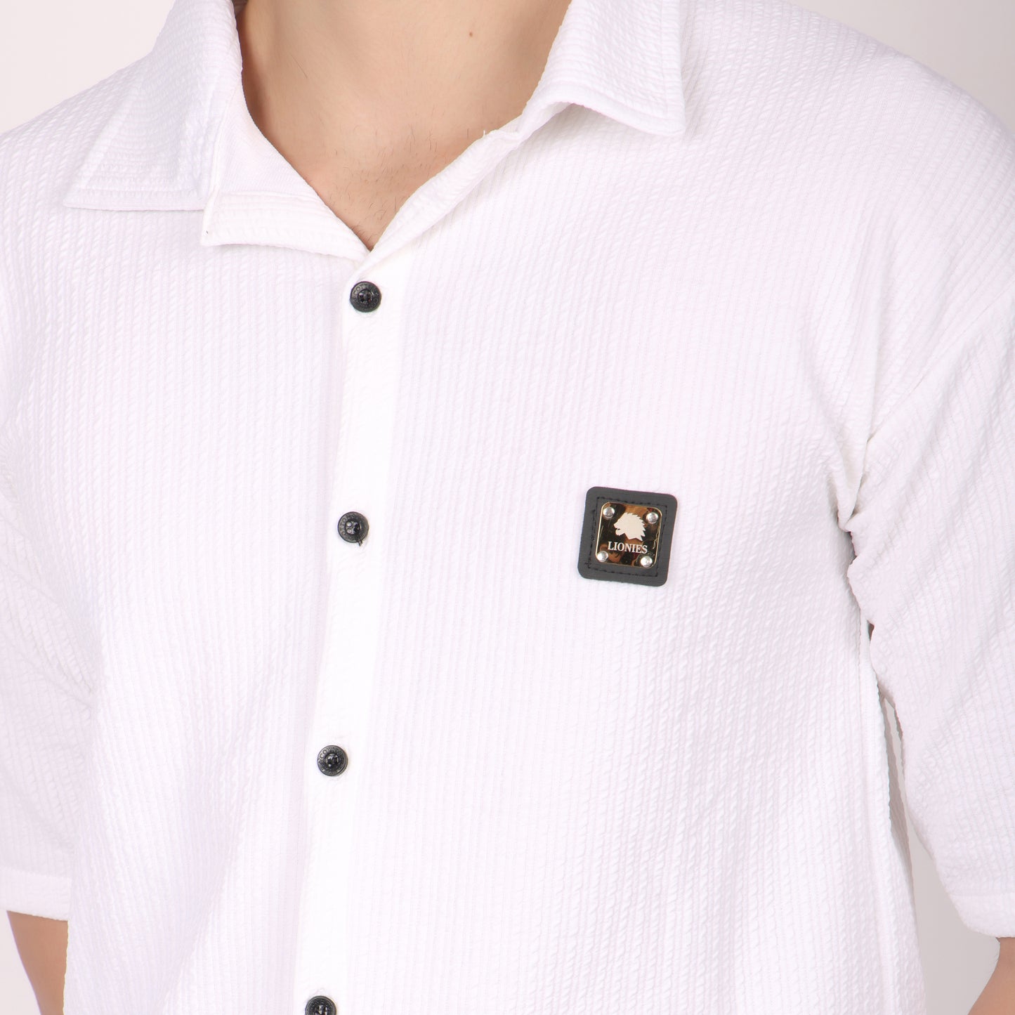 Men’s White Button-Down Shirt & Pants Co-ord Set