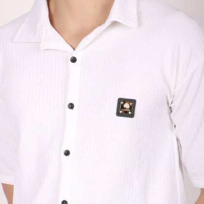 Men’s White Button-Down Shirt & Pants Co-ord Set