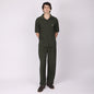 Men’s Olive Green Button-Down Shirt & Pants Co-ord Set