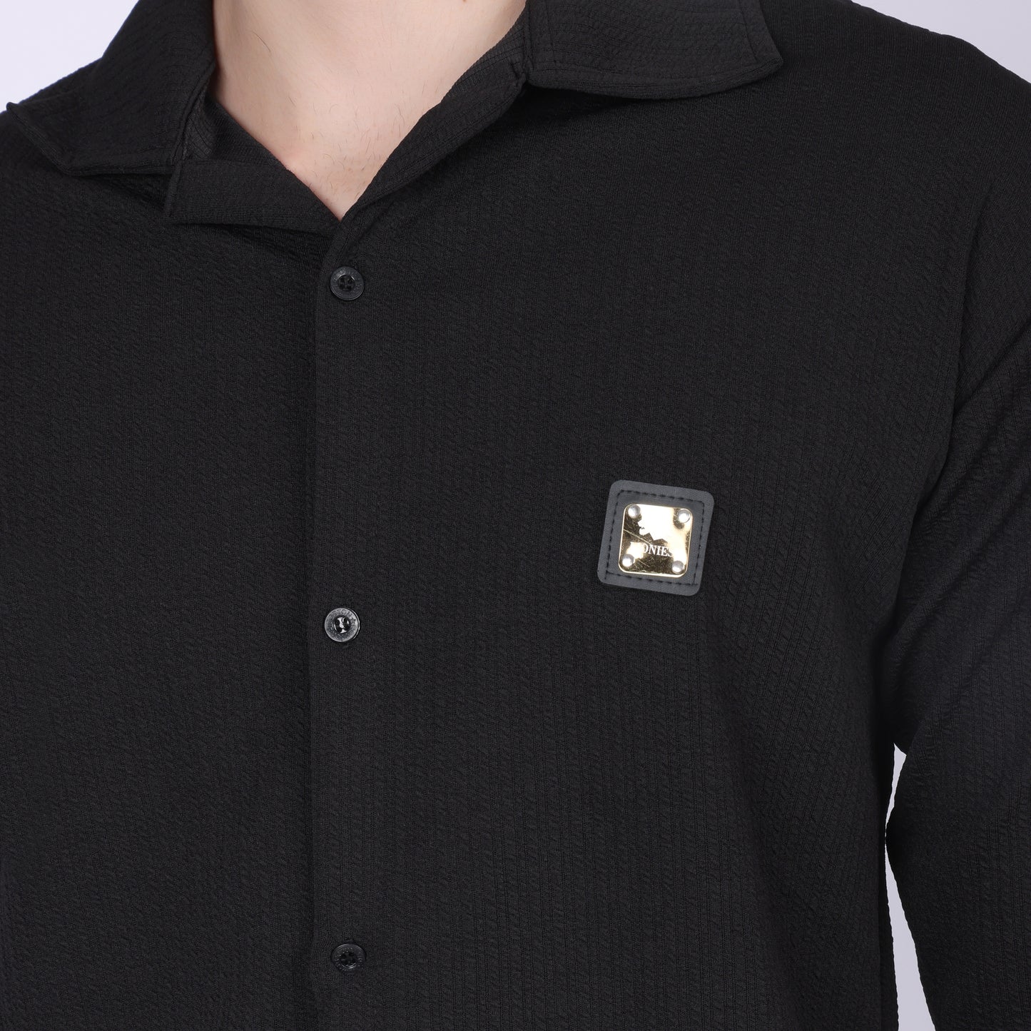 Men’s Black Button-Down Shirt & Pants Co-ord Set