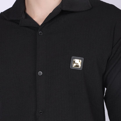 Men’s Black Button-Down Shirt & Pants Co-ord Set
