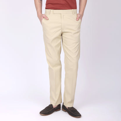 Straight Fit Linen Beige Trousers