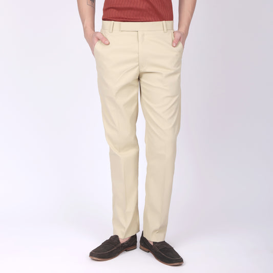 Straight Fit Linen Beige Trousers