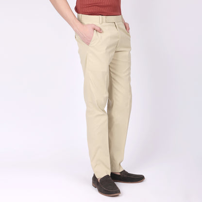 Straight Fit Linen Beige Trousers