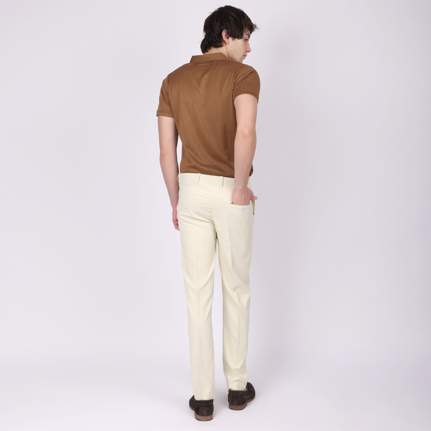 Cream Slim Fit Linen Trouser