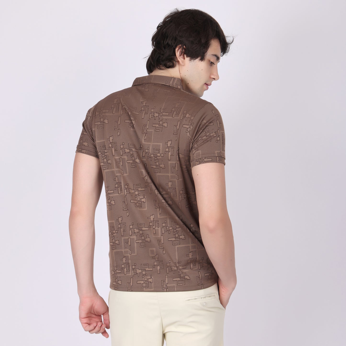 Premium Brown Zip Polo T-Shirt for Men