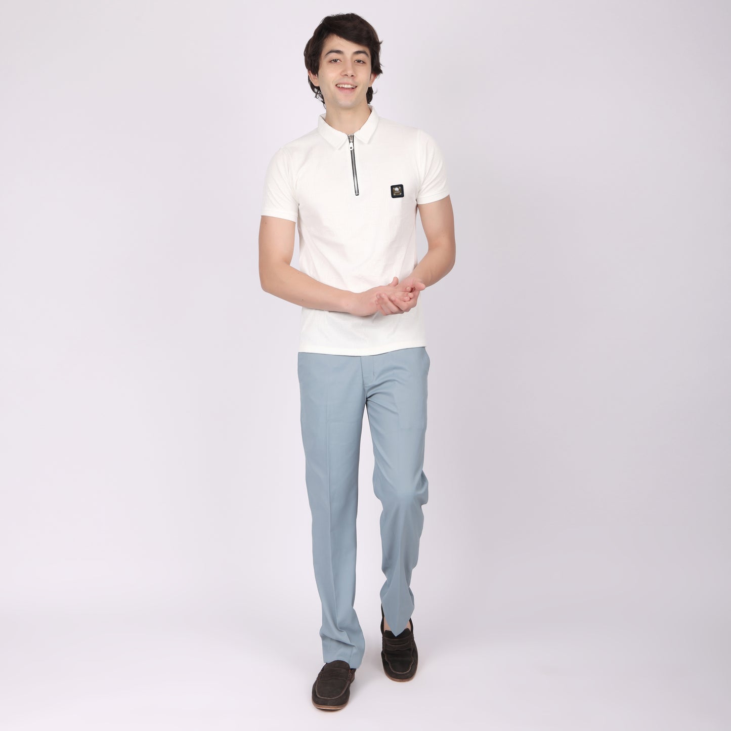 Premium White Zip Polo T-Shirt for Men