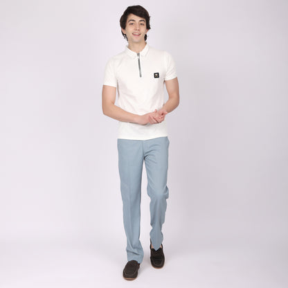 Premium White Zip Polo T-Shirt for Men