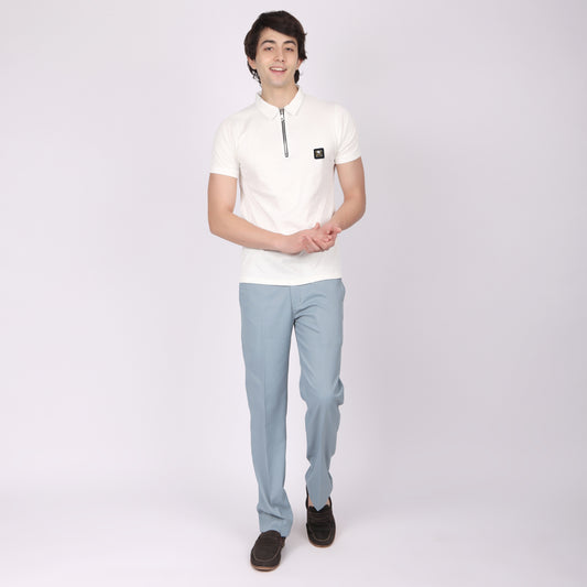 Premium White Zip Polo T-Shirt for Men