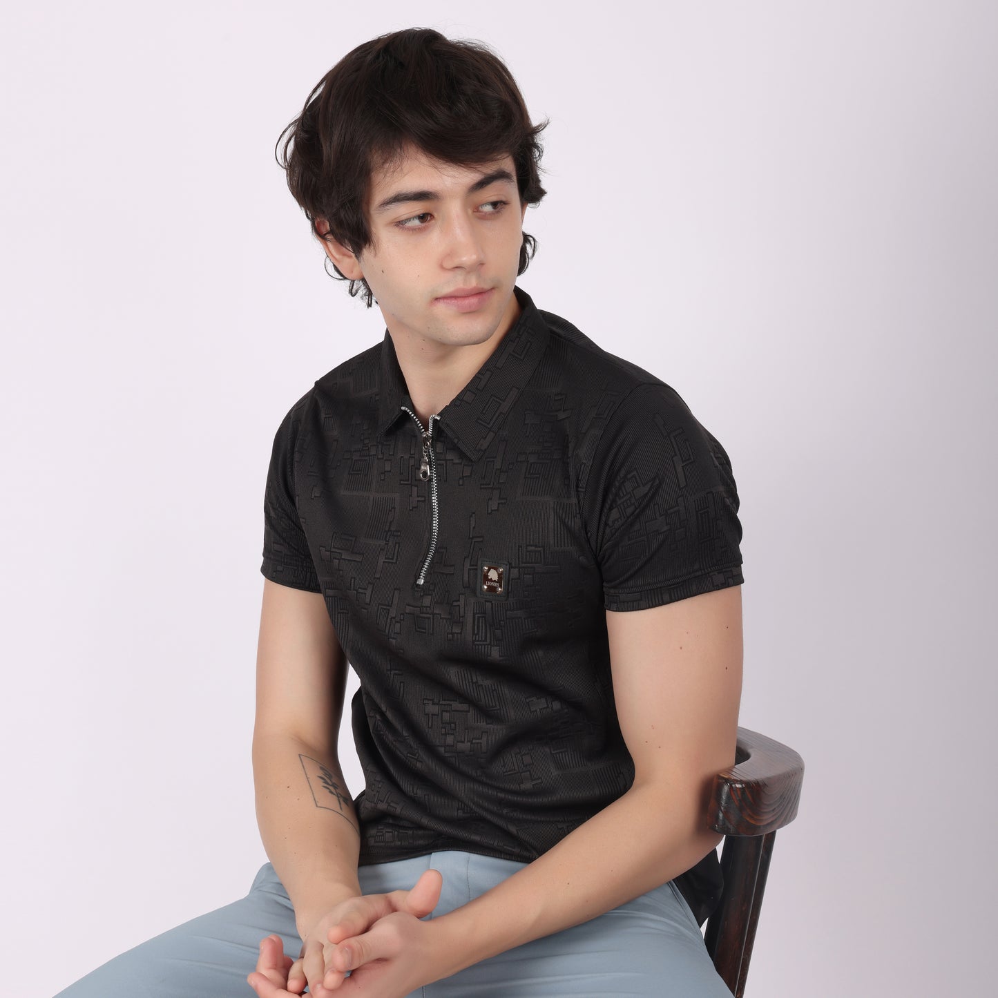 Premium Black Zip Polo T-Shirt for Men