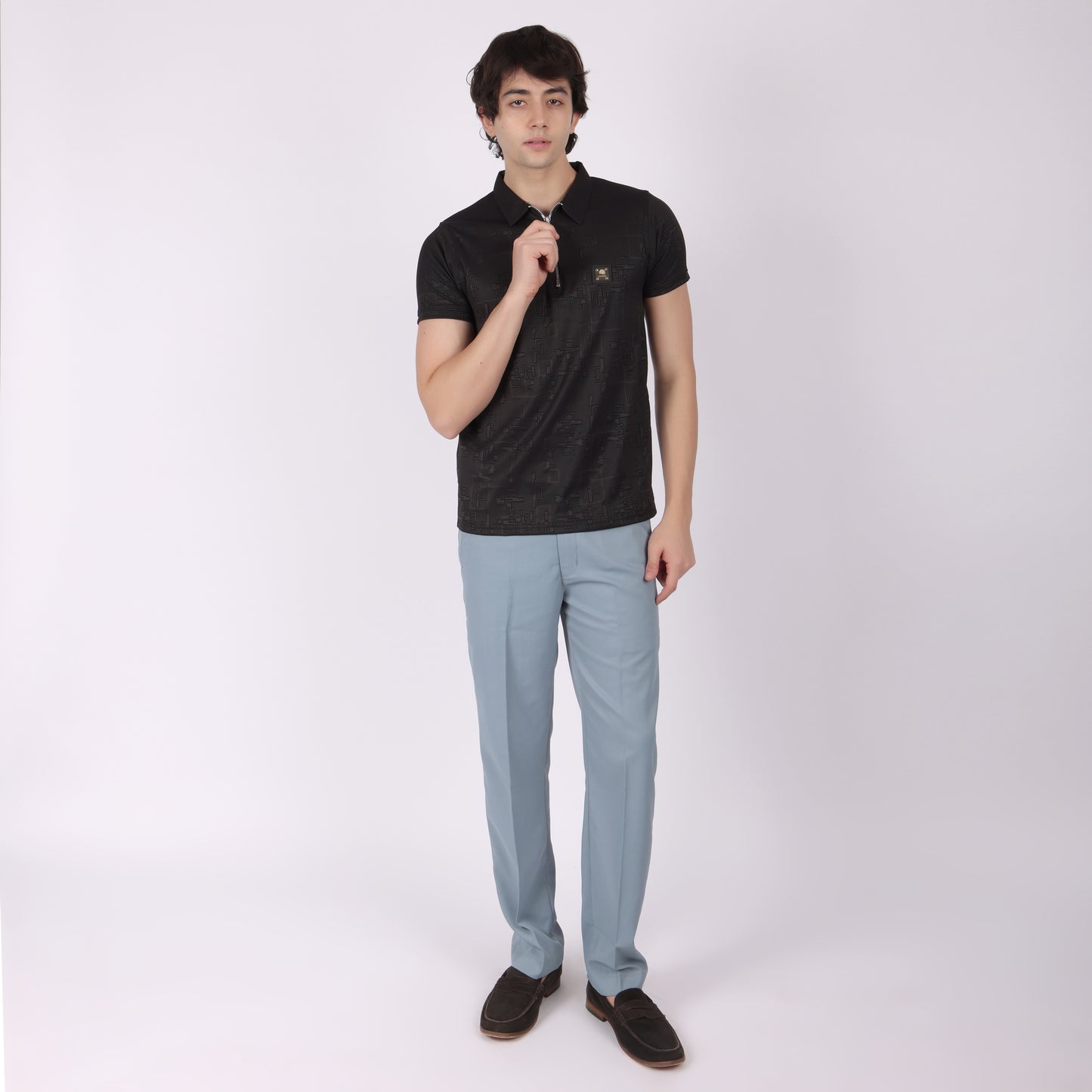 Premium Black Zip Polo T-Shirt for Men