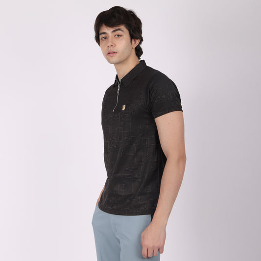 Premium Black Zip Polo T-Shirt for Men