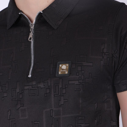 Premium Black Zip Polo T-Shirt for Men