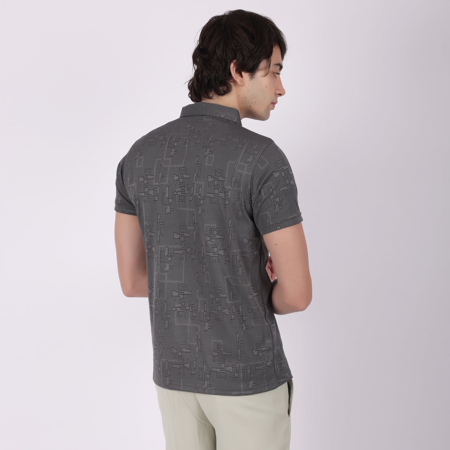 Premium Grey Zip Polo T-Shirt for Men