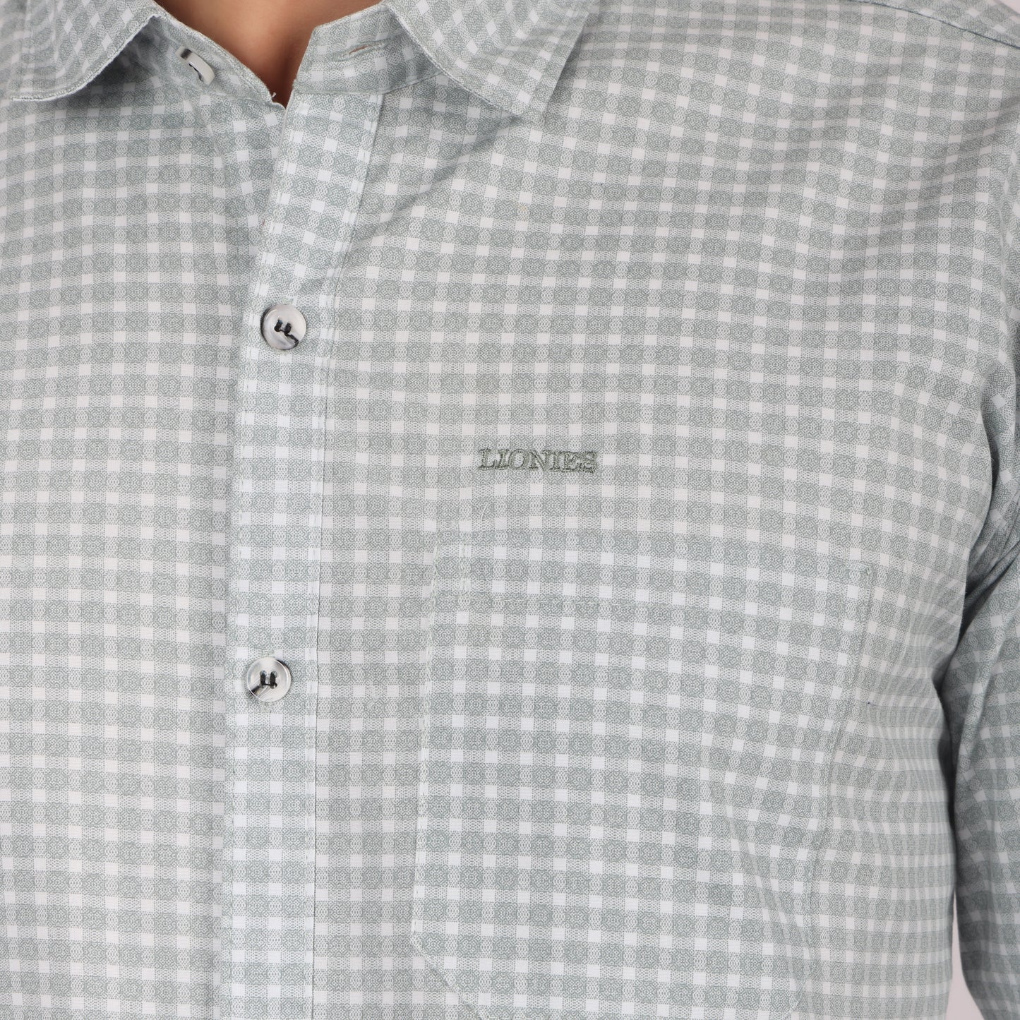 Men’s Slim Fit  Mint Green Checked Formal Shirt